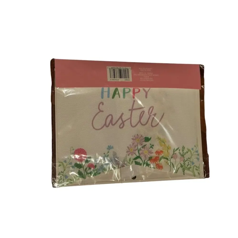 Happy Easter Banner Bunny Bunnies 5 ft Reusable Decor Flowers Spring‎ Deck Party